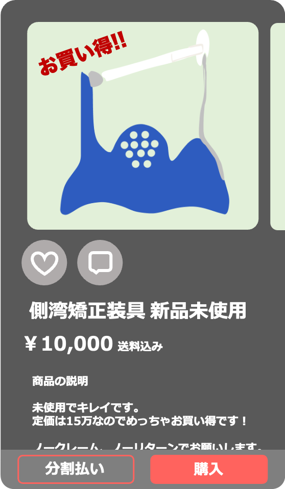 フリマでの側弯装具出品例